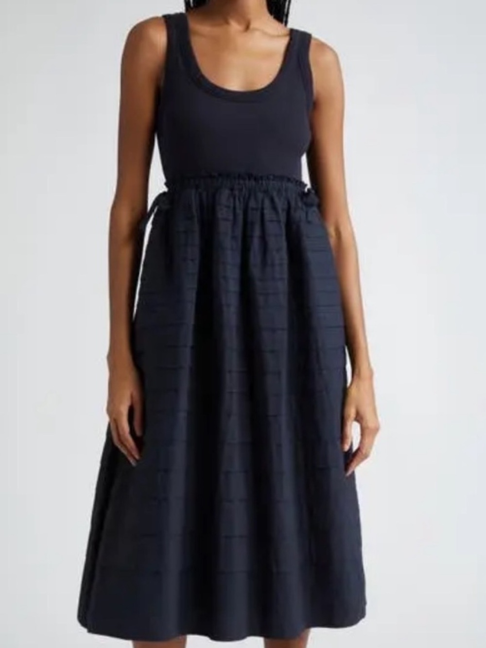 Cinq à Sept Akira Dress Textured Cotton Midi Dress Side Tie Size M